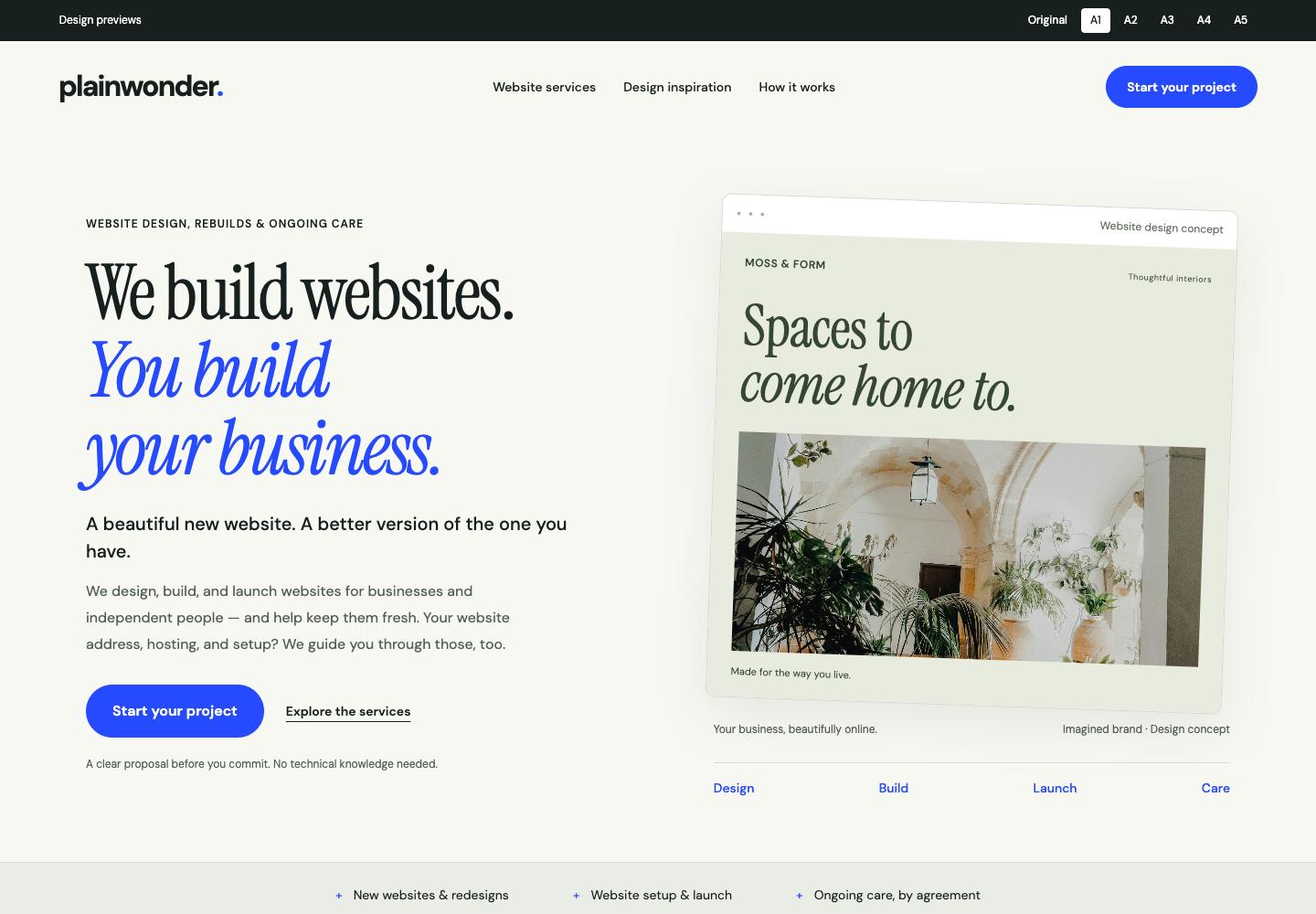 Beautifully handled homepage design preview