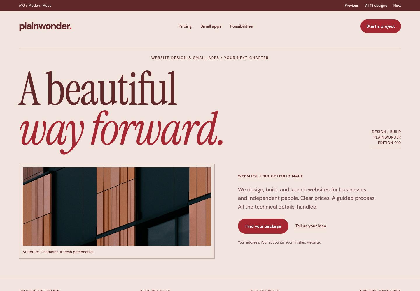 Modern Muse homepage design preview