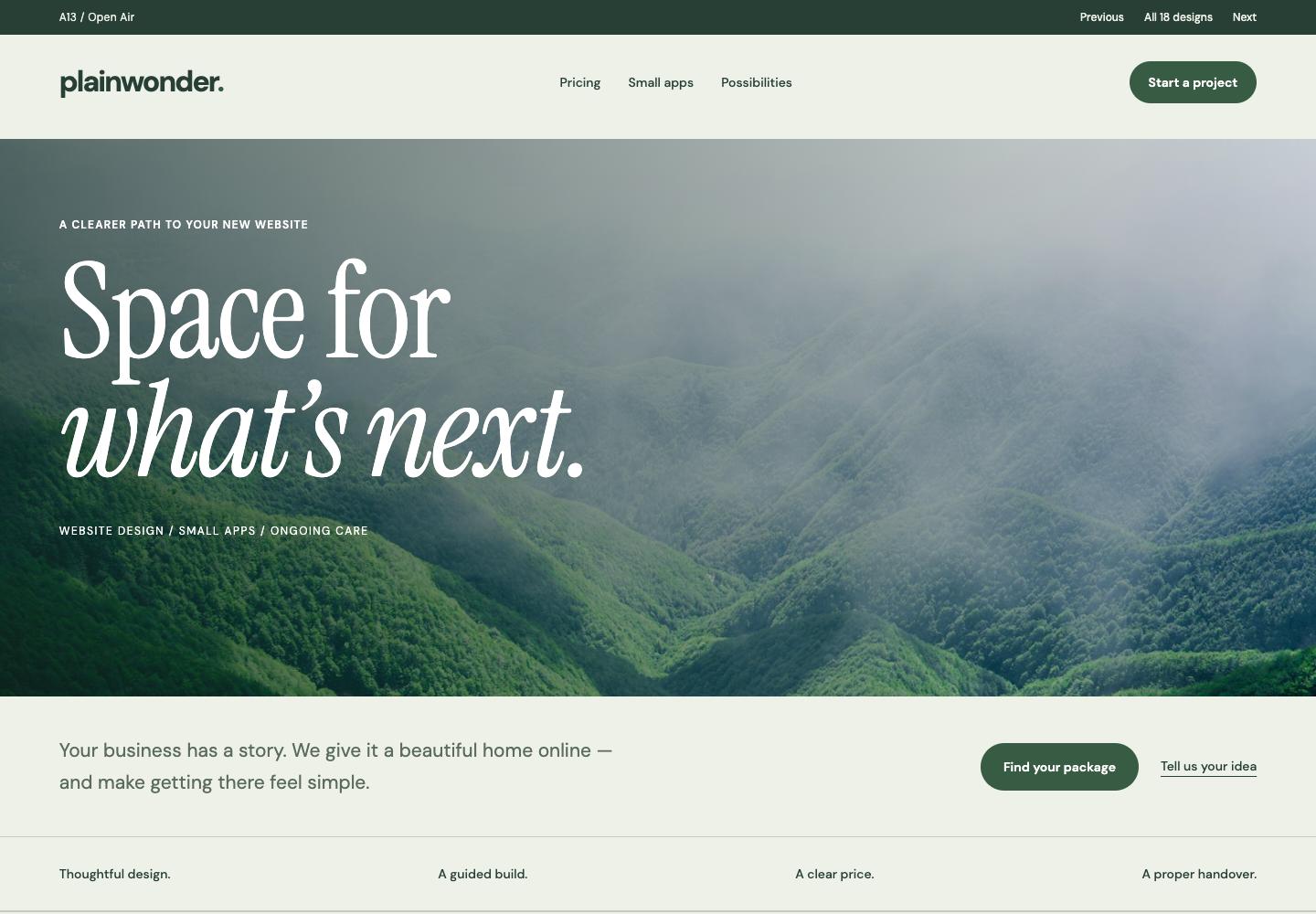 Open Air homepage design preview