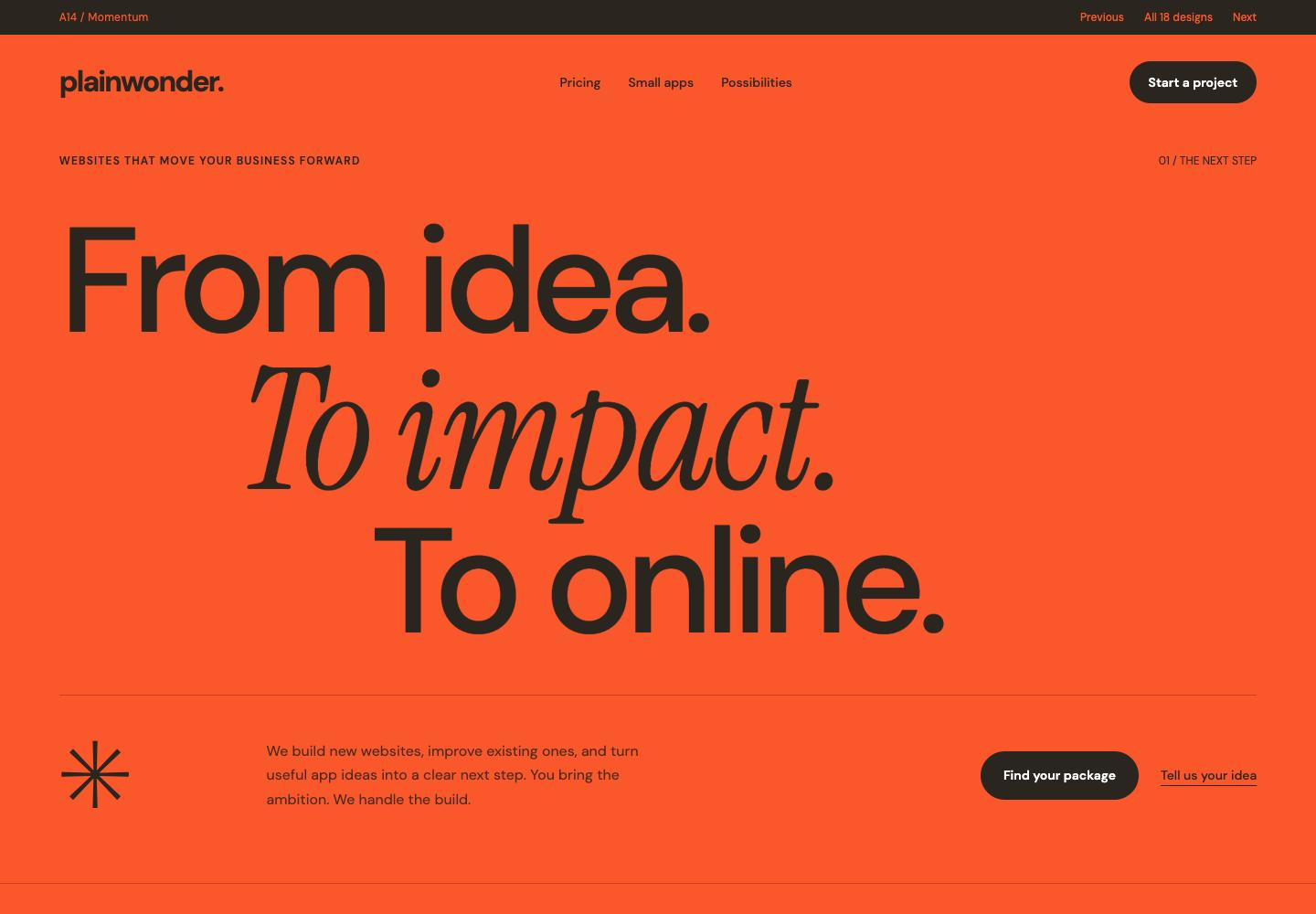 Momentum homepage design preview