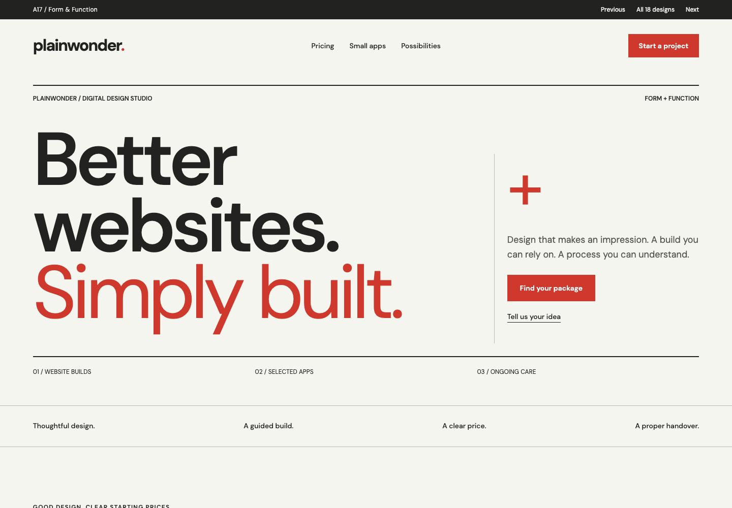Form & Function homepage design preview