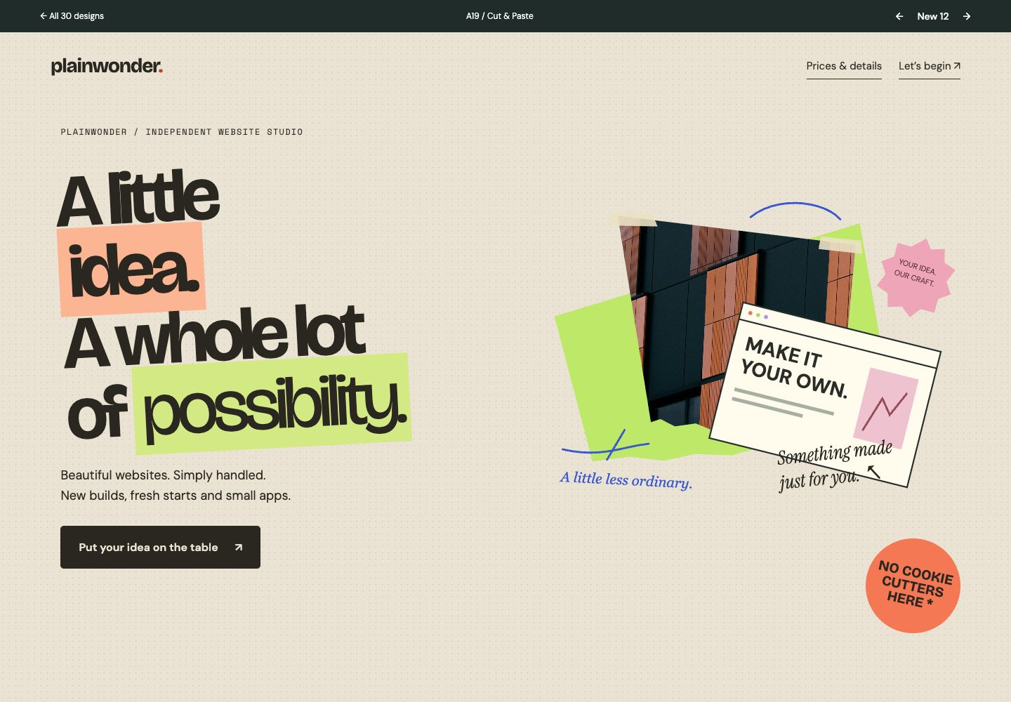 Cut & Paste homepage preview