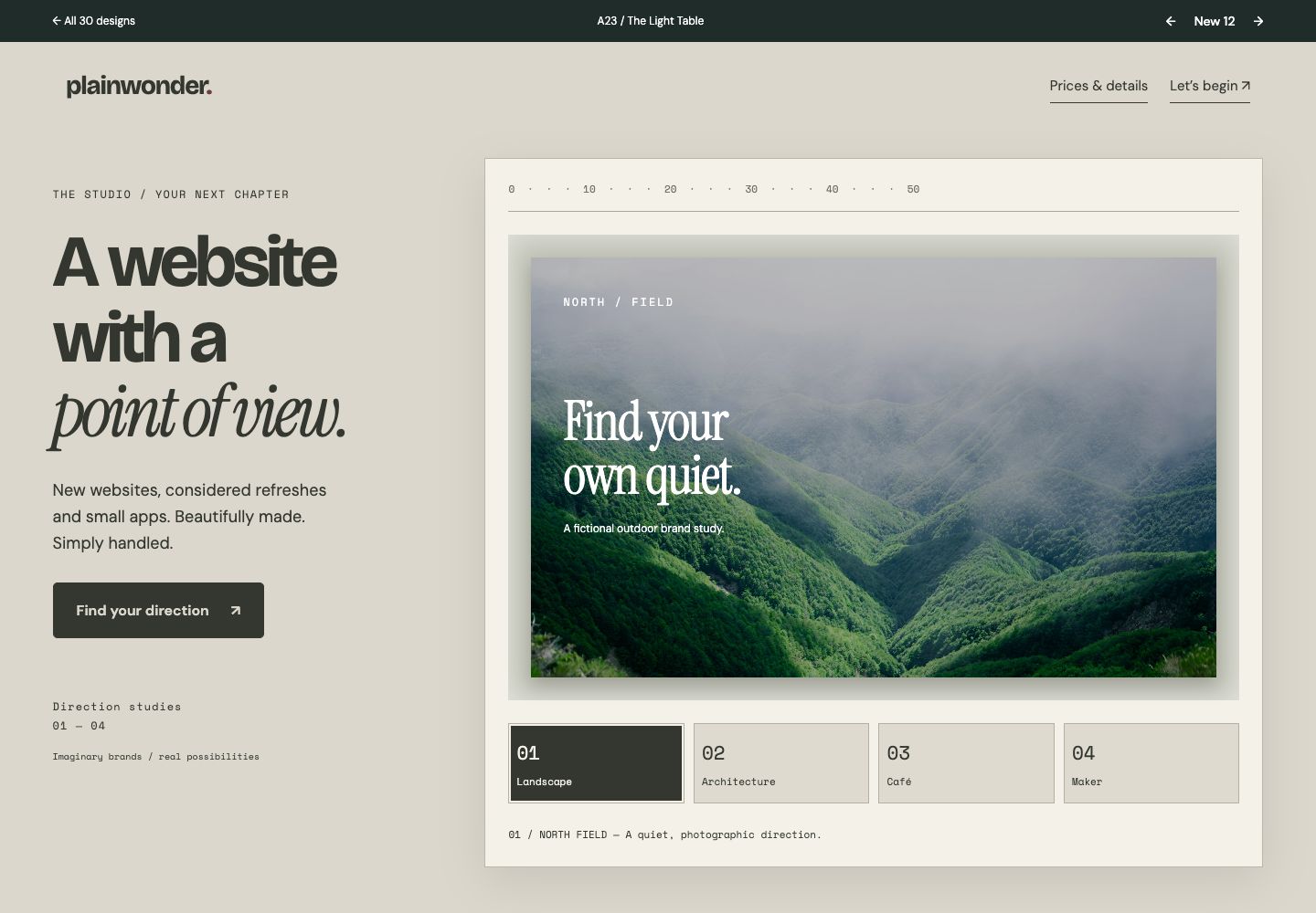 The Light Table homepage preview