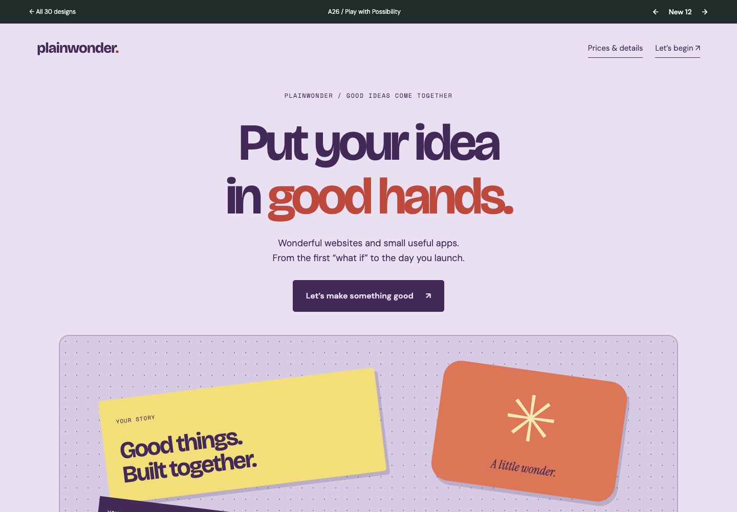 Play with Possibility homepage preview