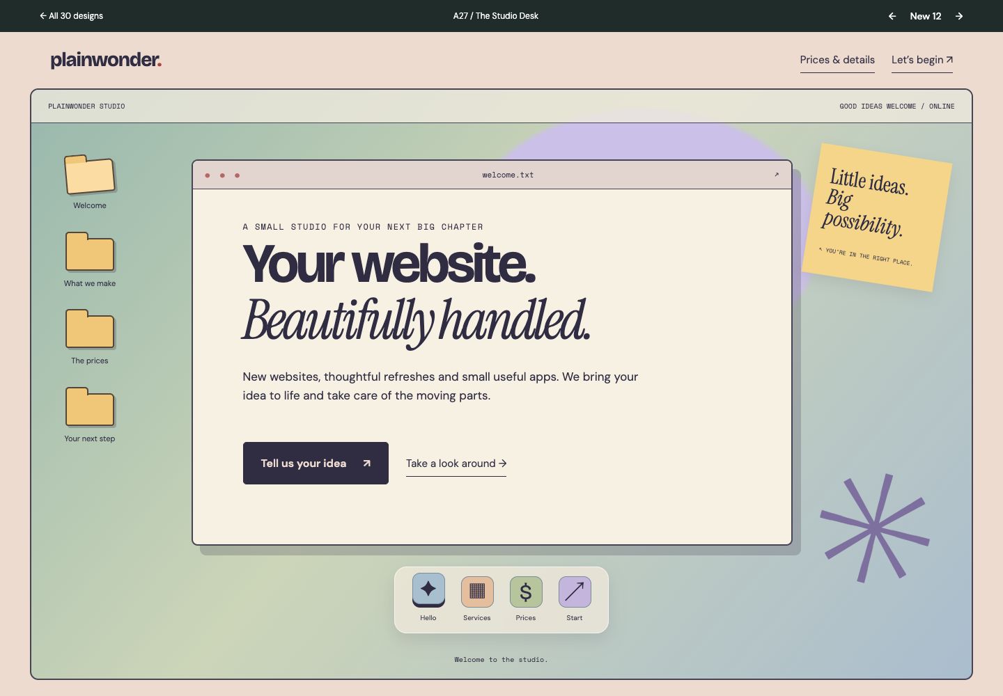 The Studio Desk homepage preview