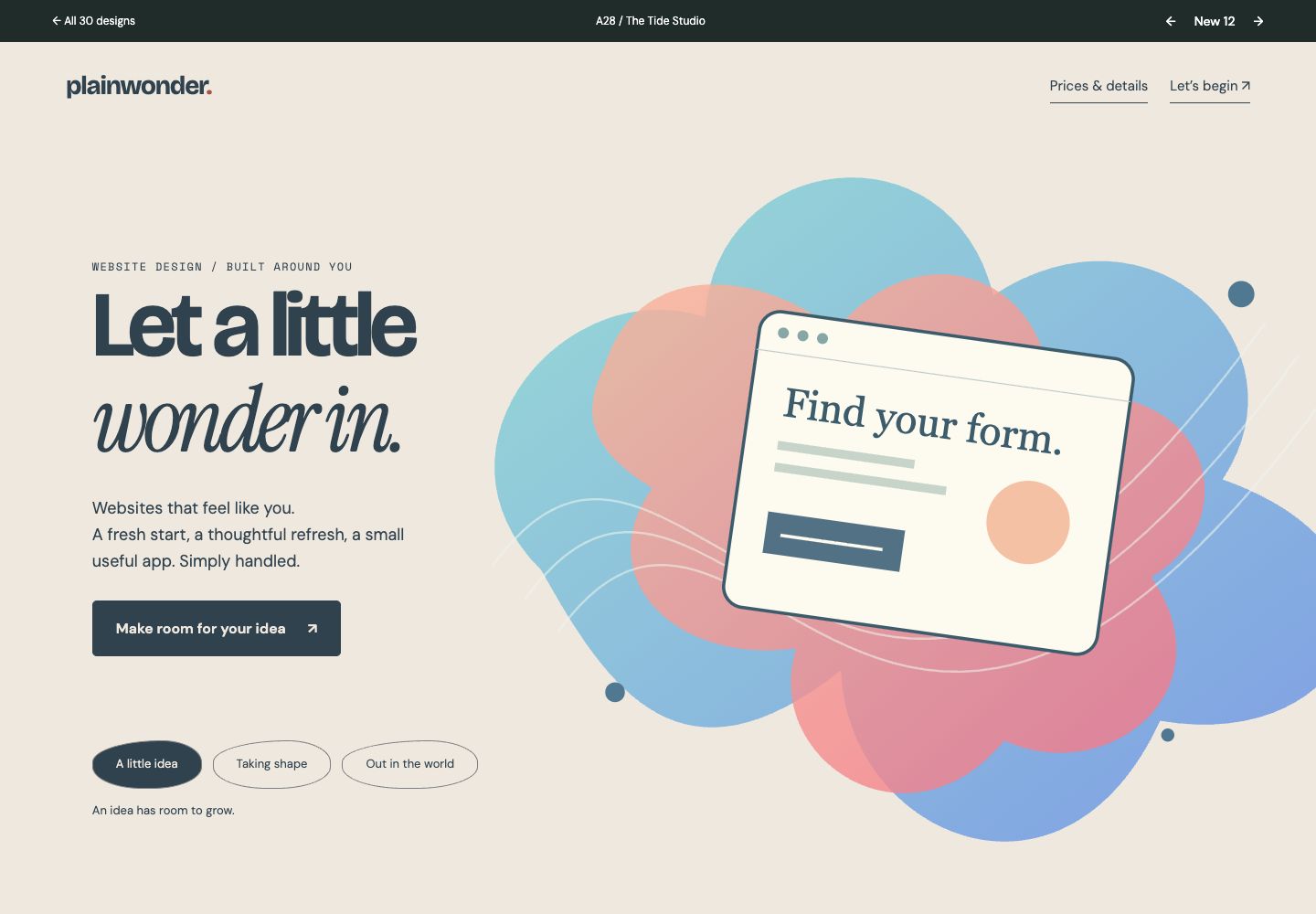 The Tide Studio homepage preview