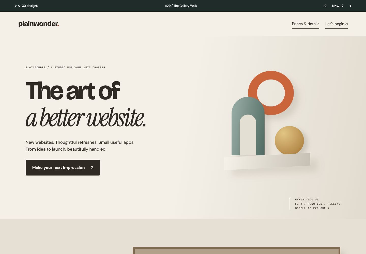 The Gallery Walk homepage preview