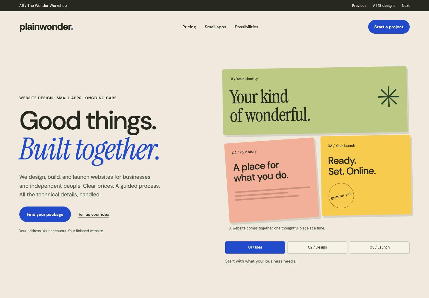 The Wonder Workshop homepage design preview