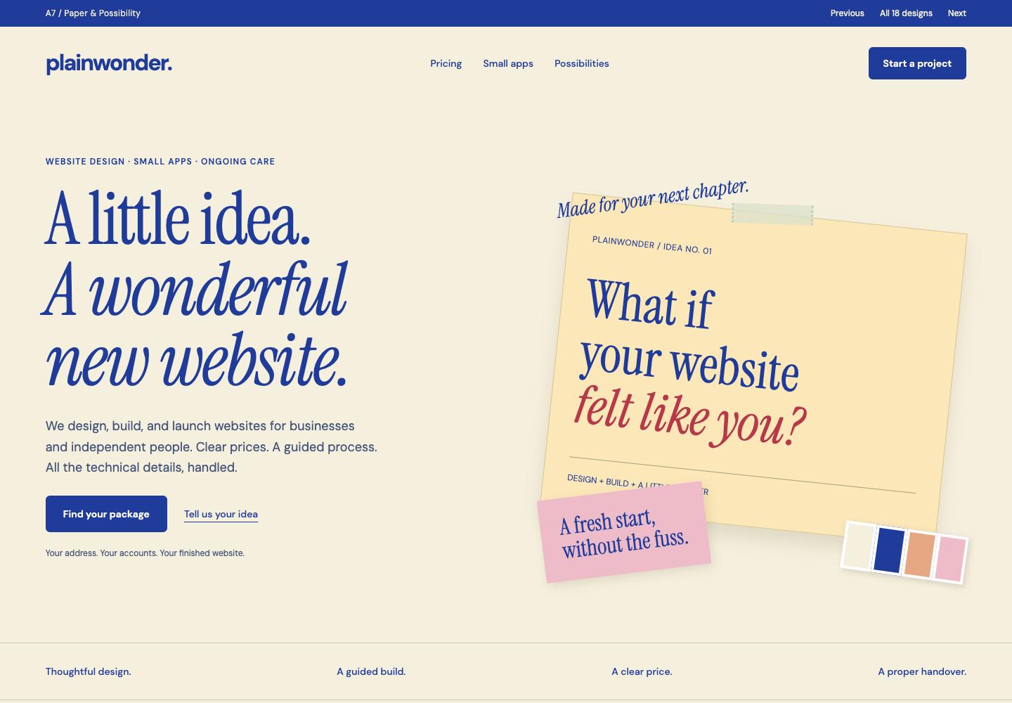 Paper & Possibility homepage design preview